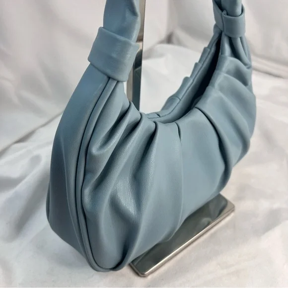 Olivia And Kate Baby Blue Scrunch Small Shoulder Bag - Picture 4 of 9